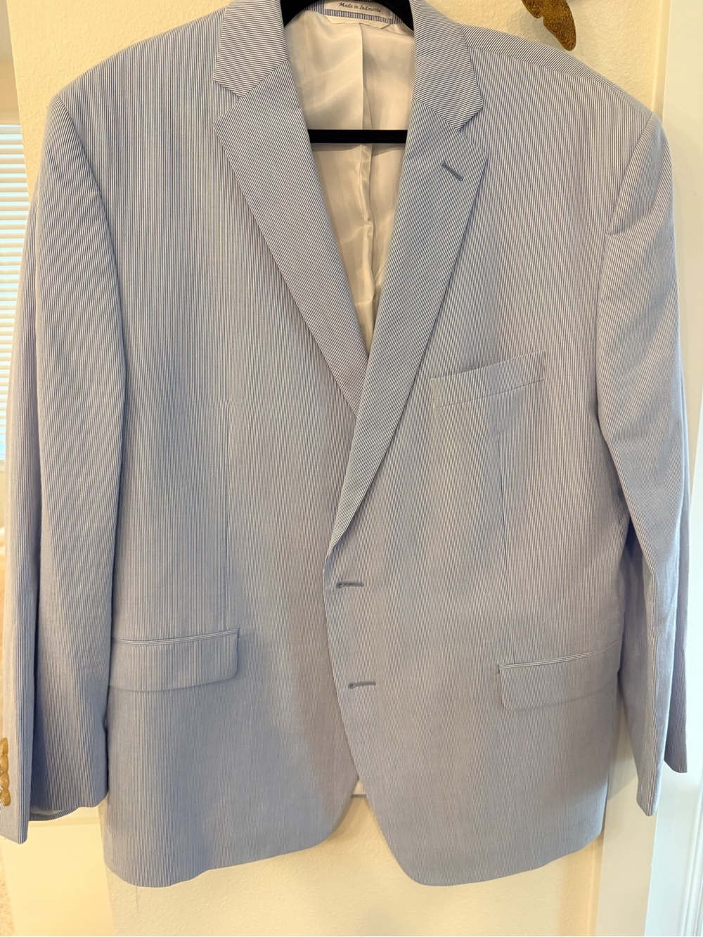 Men's Light Blue suit Two-Button Blazer 40R pants and 48R blazer